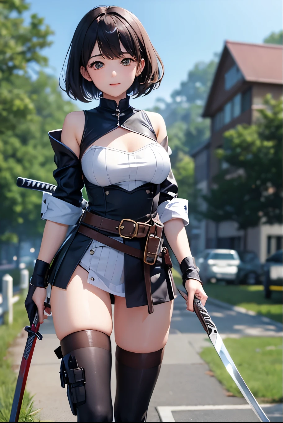 1girl,solo,holding weapon,katana, 