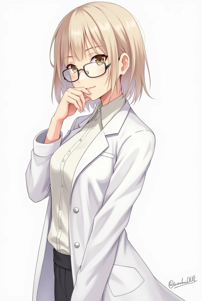 anime character of a woman in a lab coat and glasses, with a lab coat, wearing lab coat and a blouse, doctor, wearing a labcoat, anime style, from girls frontline, fine details. girls frontline, girls frontline universe, girls frontline style, girls frontline, girls frontline cg, soft anime illustration, 2 0 2 2 anime style, 2022 anime style, pixiv contest winner, pretty anime character design, render of april