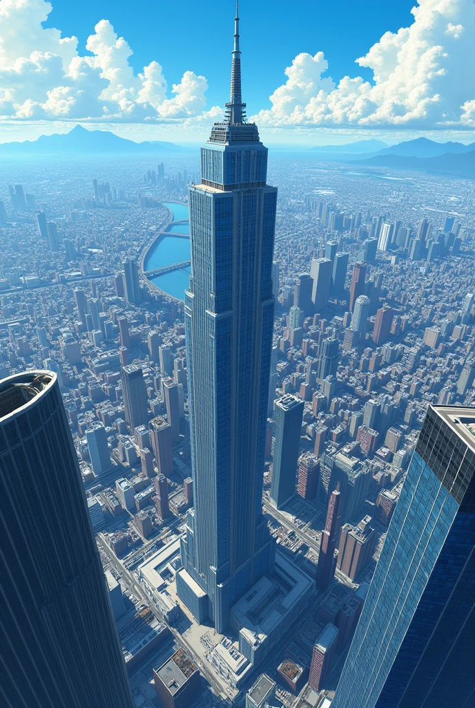 View from top of building in anime format