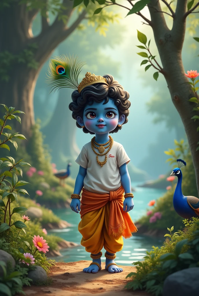 Krishna vrundavan boy wich tshirt name Jignesh
