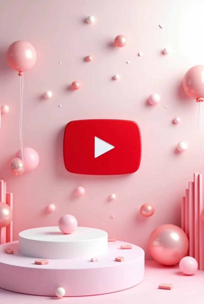 Aesthetic birthday poster background with YouTube 3d logo