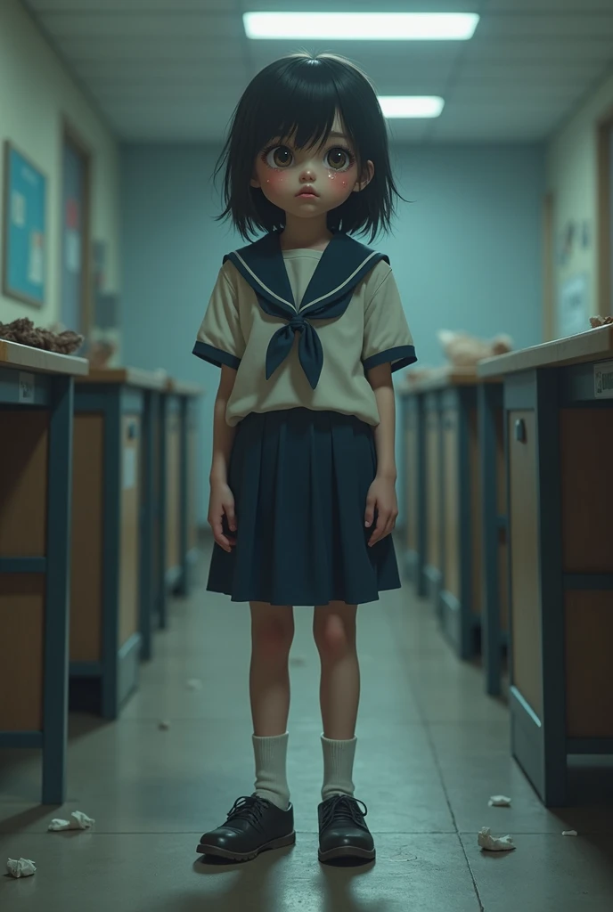 bullied child　Girl　student　Real　uniform