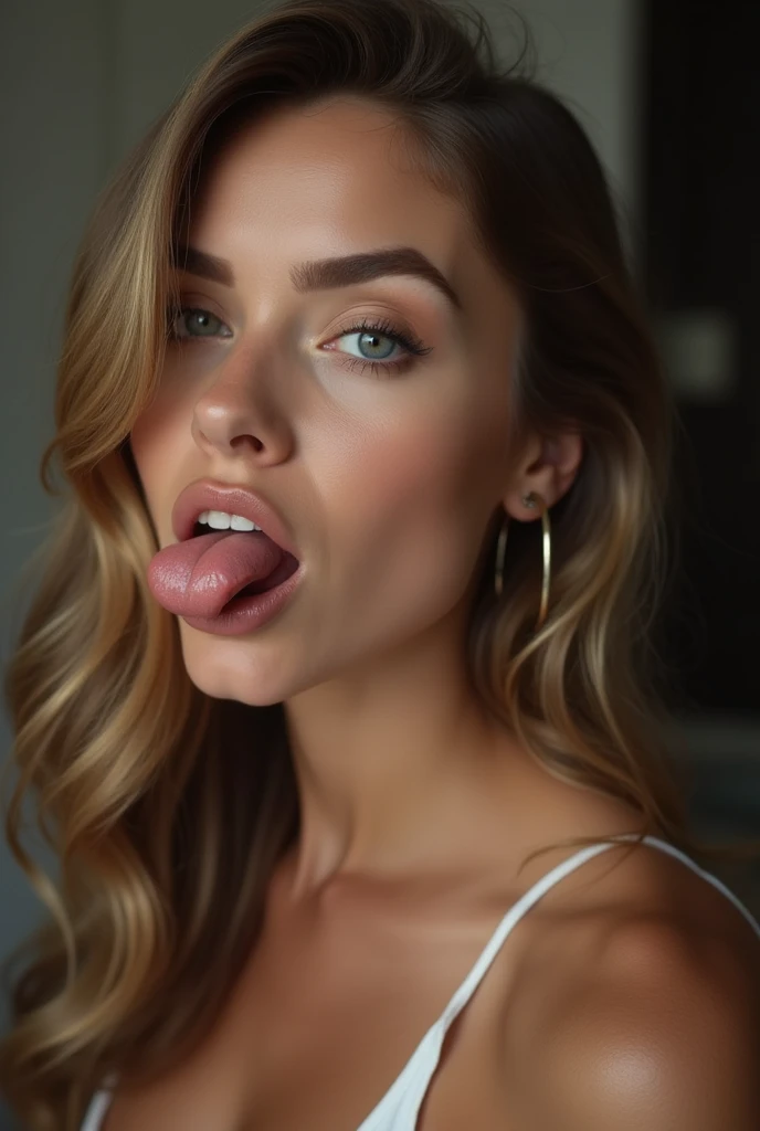 Madisen beer naked with a big dick in her mouth