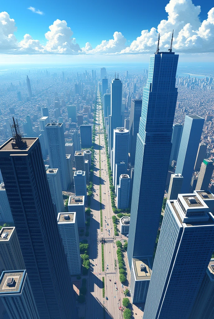 View from top of building in anime format