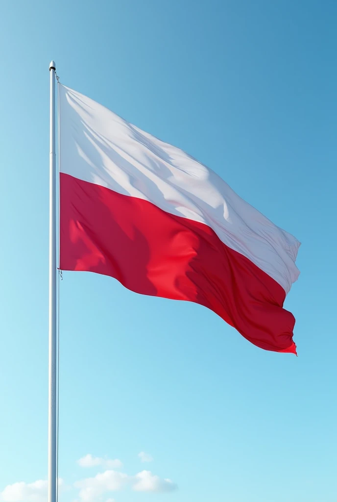 Poland flag in the blue sky