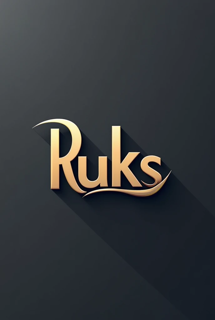 A name logo with name RUKS. The last letter S has a line dragged declining and thinning stopping beelow first letter R