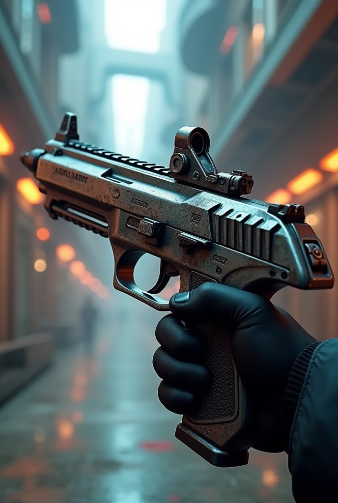 Gun for a video game where it is in perspective 
