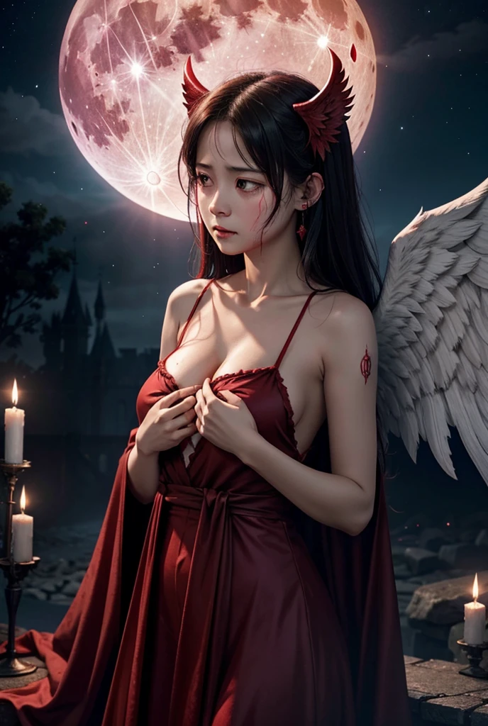 Beautiful Valkyrie,（best qualtiy，hyper HD, Masterpiece, 16k）,Goose egg face,largeeyes,long eyelasher,There are precious stones on the forehead,Exquisite（live-action realistic style）,Star-like eyes,Ultimate face,Photorealistic light and shadow,Clear facial features,Milky white skin,Fair skin, highdetailskin,Realistic skin details,Visible Pore,（Super detail）,Petite body,Carmelto, full bodyesbian,She wears long loose black hair and reaches her waist,（hair flowing）,Wear a transparent silk cardigan dress,（Super detail）,Beautifully decorated,((dynamicposes),sat on the ground,Legs slightly open),Be red in the face,((Dynamic background((Red lightning)),Fantasy space，Luxurious space,NSFW：1.07