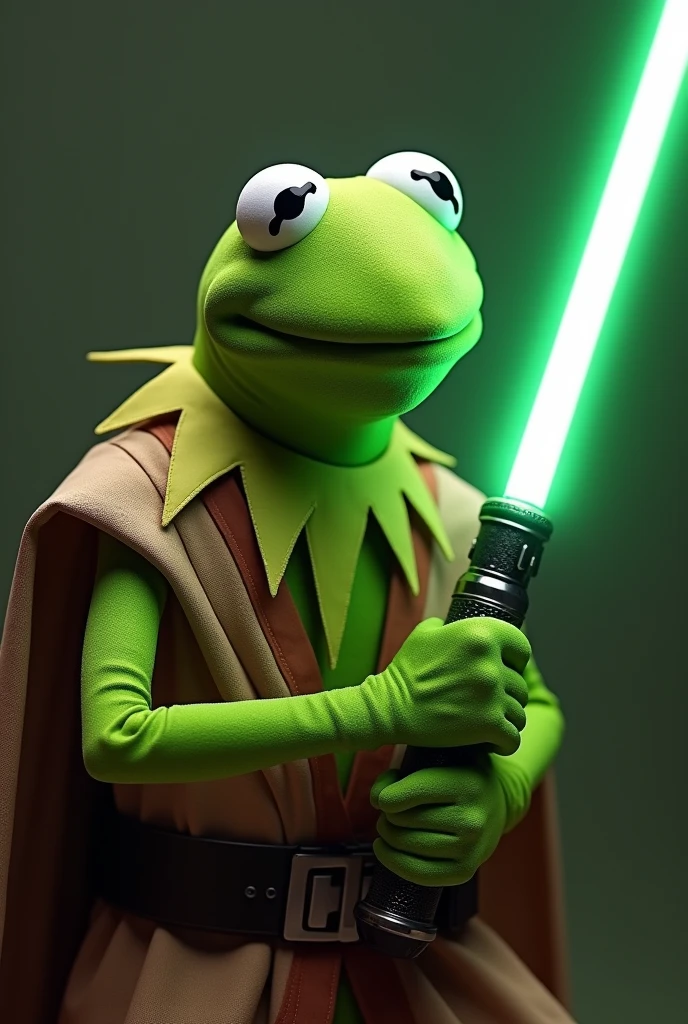 8k, a khajiit wit ha light saber fighting kermit the frog