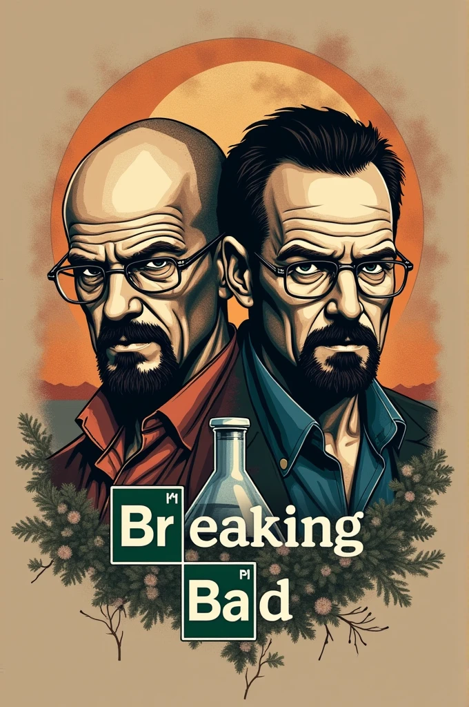an oversized brown shirt, Make a retro design on that shirt that has a Breaking Bad theme