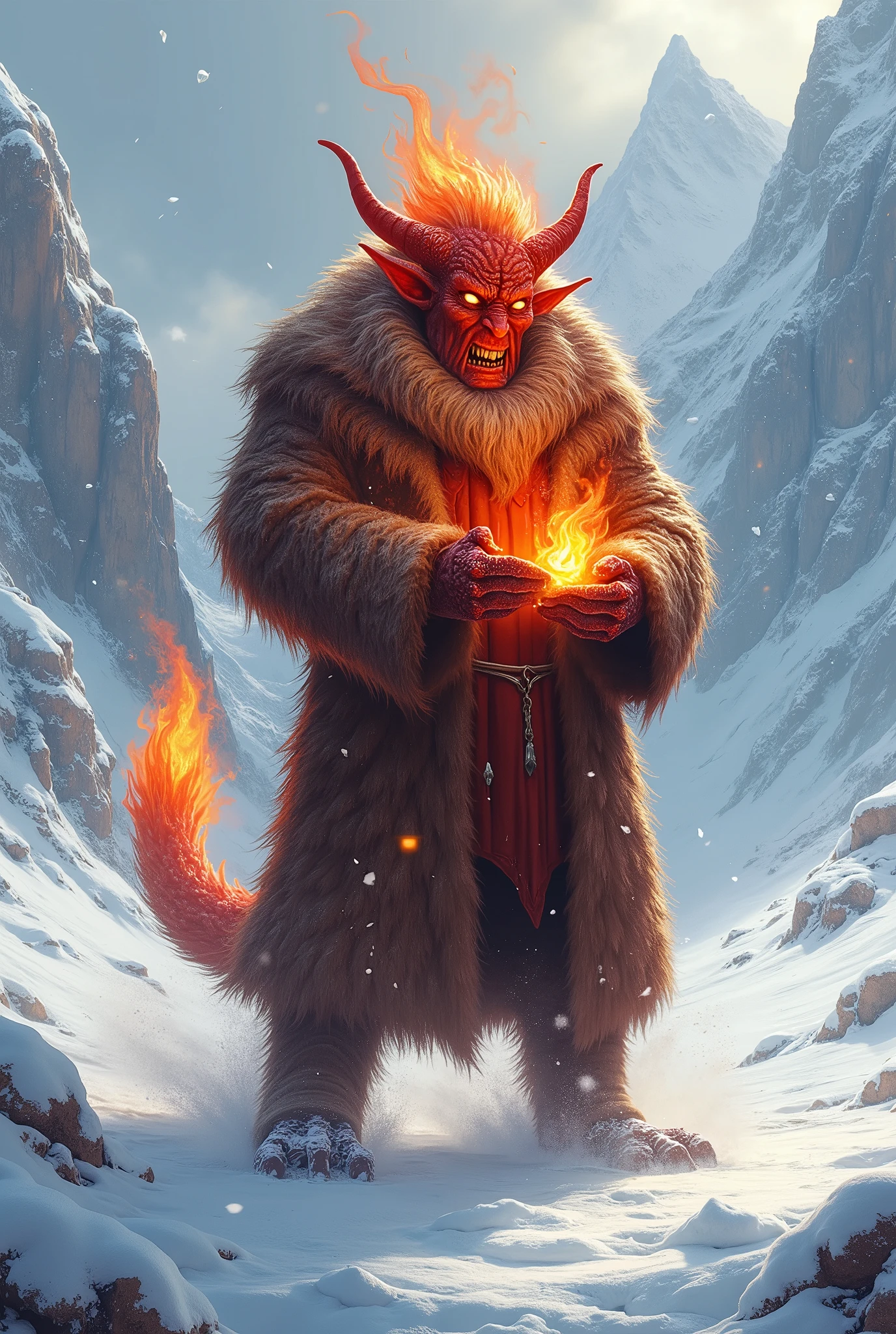 In the cold snow country、Trembling、(Hold a hand warmer)Fire Demon Ifrit , Bulbul trembling