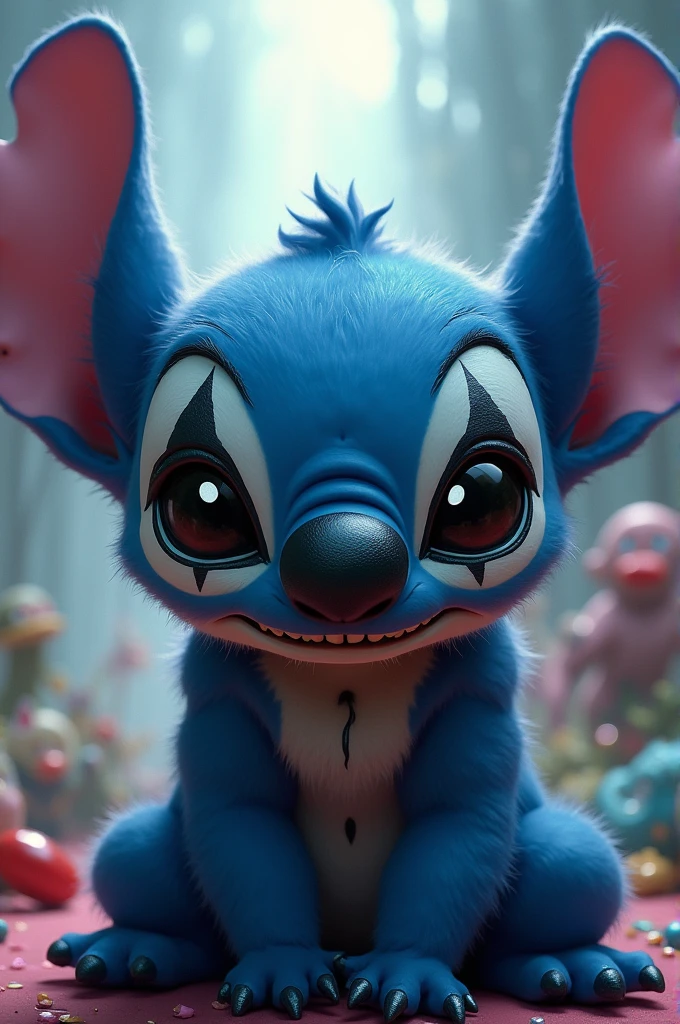 Stitch Disney cartoon character with insane clown posse face paint