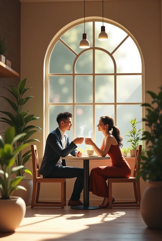 Couple are spending their time in asthetic Cafe