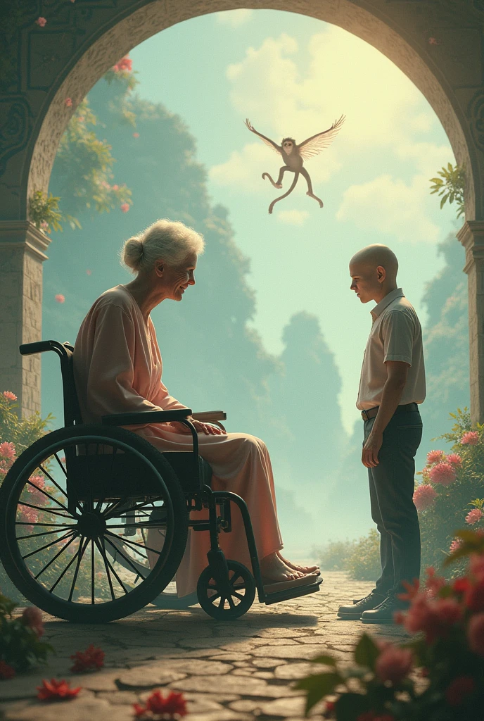 My grandmother&#39;s wheelchair in heaven, I have to see if you can donate your hair to me because I&#39;m bald :C wazaaaa ubema the southern area of my grandmother and the monkey is here and out of nowhere he tells me that he has to do raids 