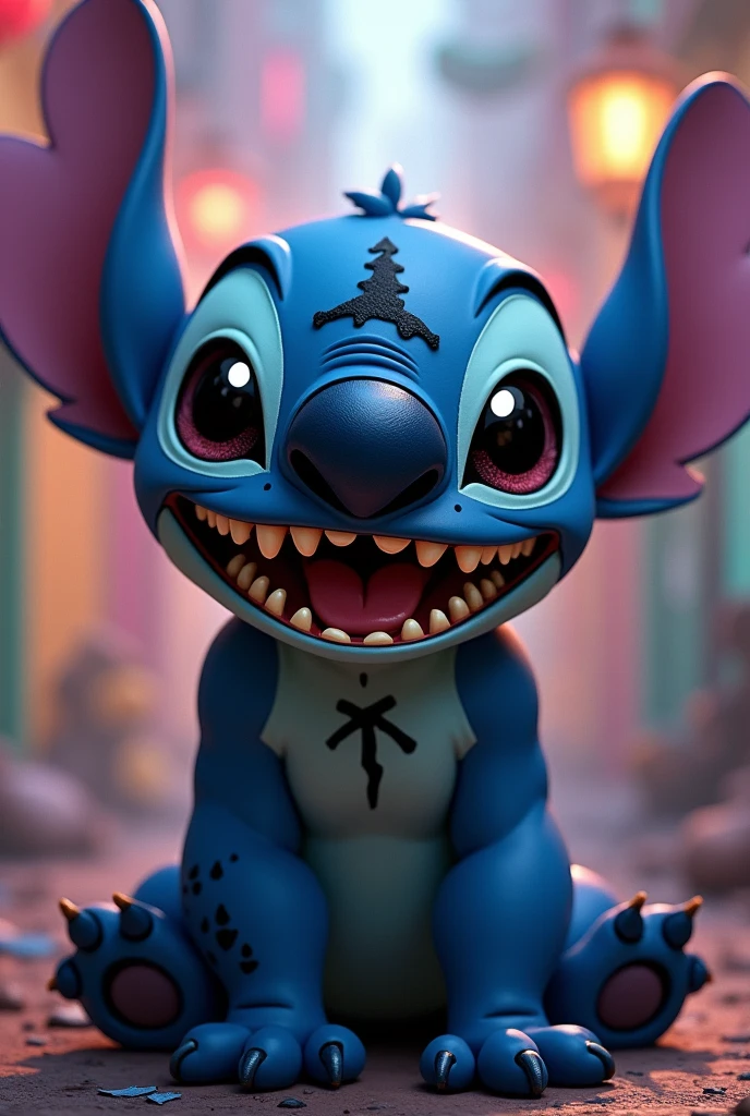 Stitch Disney cartoon character with insane clown posse juggalo face paint