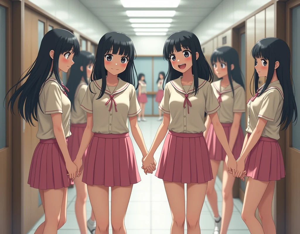 (((((Japanese Clone-girls=Myself))))), (((Super Best Perfect Clone-girls Raw Photography Art))), (((16K, Highest quality, Ultra-high resolution, Real Photography, RAW quality))), (((It&#39;s so unrealistic., An astonishing world view, With an unfathomable sight, In an out-of-this-world situation, In a world where Myself Clone-girls are multiplying in large numbers, Ultra-realistic, Delusion))), (((Japanese Girls, hashimoto-kanna, 17yo, Small face, Thick black hair, Semi-long hair, Dark Eyes, Mature face, Cute Smile, Smiling face, A gentle gaze, (((Very happy laughter)))))), (((Very beautiful detailed girls, Accurate body structure, Accurate body movements, Very detailed body, (((Big Breasts, J-Cup)))))), (((Summer Girls' School Uniform, Beige short-sleeved shirt, I can see the cleavage, Big Breasts強調, Pink mini skirt))), ((((((((Very detailed, Myself cloning, Depiction of splitting oneself, 1Myself girl-cloning-1,000,000,000,000,000,000,000,000,000,000Myself clone-girls)))))))), (((((((Very detailed, Myself clone-girls, To the exact, Flawless, The same person portrayal, (((MyselfとFlawless同じ女体, MyselfとFlawless同じ顔, MyselfとFlawless同じ髪形, MyselfとFlawless同じ服, MyselfとFlawless同じ背丈, MyselfとFlawless同じJ-Cup)))))))))), (((((Myself clone-girls only))))), (((((1,000,000,000,000,000,000,000,000,000,000Myself clone-girls))))), (((Very detailed, Extremely crowded, Body-to-body contact with no gaps))), (Bright and soft lighting), (((((Clear and accurate perspective depiction, super wide view, Ultra-wide field of view, Focus on the average value of the image))))), (((((Very detailed depiction, More than a few thousand Myselves, Physical contact, Pleasant conversation, Holding hands, Hug))))), School building, classroom, corridor, Lounge, Atrium Hall, spiral stage, Elevator, gym, School Assembly, after school