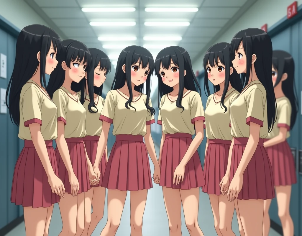 (((((Japanese Clone-girls=Myself))))), (((Super Best Perfect Clone-girls Raw Photography Art))), (((16K, Highest quality, Ultra-high resolution, Real Photography, RAW quality))), (((It&#39;s so unrealistic., An astonishing world view, With an unfathomable sight, In an out-of-this-world situation, In a world where Myself Clone-girls are multiplying in large numbers, Ultra-realistic, Delusion))), (((Japanese Girls, hashimoto-kanna, 17yo, Small face, Thick black hair, Semi-long hair, Dark Eyes, Mature face, Cute Smile, Smiling face, A gentle gaze, (((Very happy laughter)))))), (((Very beautiful detailed girls, Accurate body structure, Accurate body movements, Very detailed body, (((Big Breasts, J-Cup)))))), (((Summer Girls' School Uniform, Beige short-sleeved shirt, I can see the cleavage, Big Breasts強調, Pink mini skirt))), ((((((((Very detailed, Myself cloning, Depiction of splitting oneself, 1Myself girl-cloning-1,000,000,000,000,000,000,000,000,000,000Myself clone-girls)))))))), (((((((Very detailed, Myself clone-girls, To the exact, Flawless, The same person portrayal, (((MyselfとFlawless同じ女体, MyselfとFlawless同じ顔, MyselfとFlawless同じ髪形, MyselfとFlawless同じ服, MyselfとFlawless同じ背丈, MyselfとFlawless同じJ-Cup)))))))))), (((((Myself clone-girls only))))), (((((1,000,000,000,000,000,000,000,000,000,000Myself clone-girls))))), (((Very detailed, Extremely crowded, Body-to-body contact with no gaps))), (Bright and soft lighting), (((((Clear and accurate perspective depiction, super wide view, Ultra-wide field of view, Focus on the average value of the image))))), (((((Very detailed depiction, More than a few thousand Myselves, Physical contact, Pleasant conversation, Holding hands, Hug))))), School building, classroom, corridor, Lounge, Atrium Hall, spiral stage, Elevator, gym, School Assembly, after school