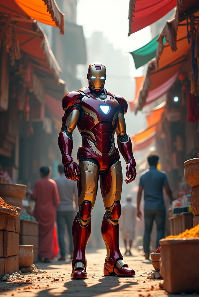 A Iron man stand in indian market