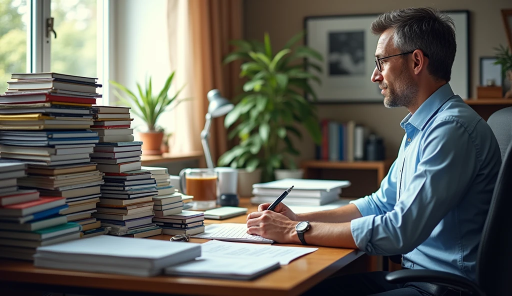 A cluttered desk transforming into an organized workspace.