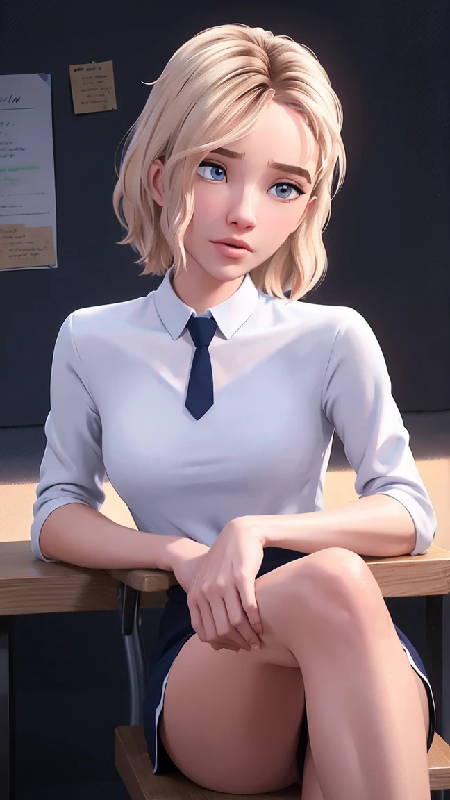 necklase, [soft ambient light],Background of a table,(beautiful girl),SCWEN, (20 year old secretary)) [shorth hair] ((very muscly)) [Scrawny], etching [sweaty],[details face],(Beautiful skin expression [transparency]),(More about beautiful skin),[Realistic papilla details],[Physical details],(Physical details realistas),Eros no Corpo Natural,[ideal anatomy],[Desaturation],(high qualiy),(high resolution),((smallboobs)),(((desk clothes))),chemise, overskirt, sitting down, desk chair, ((cross legs)) sensuous