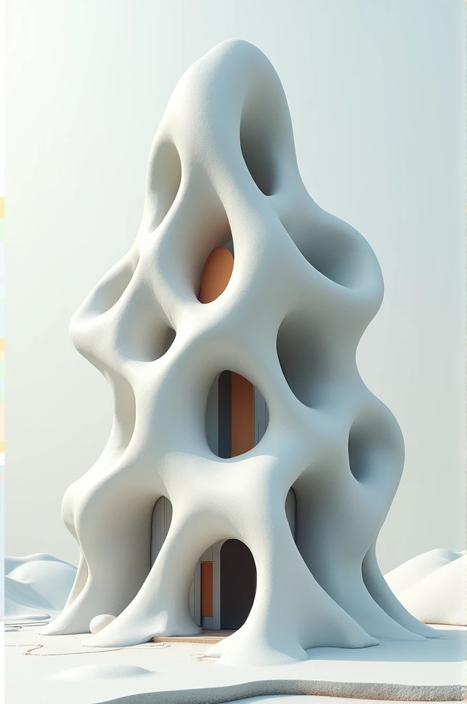 Building in the shape of a paint stain