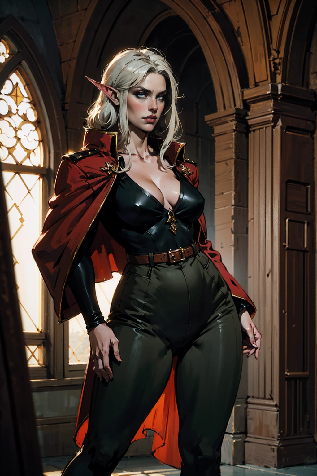 (Extremely detailed 8k wallpaper), a mid shot photo of a terrifying female vampire fear elder, complex, highly detailed, and dramatic, sexy human female