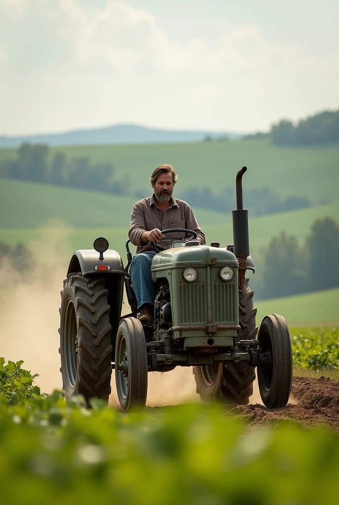 Tractor work in farm