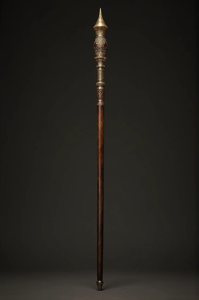 The wand is about 30 cm long and is carved from a single bone., with a surface that maintains the rough texture and natural veins of the bone, highlighting its ancient and macabre origins. It is an aged ivory tone, with a faint ethereal glow that seems to pulse with a dark energy. At the top end, the wand features an intricately carved head that resembles a stylized human skull. The eyes of the skull are cavernous and deep-set, and around it there are minute details that imitate small runes or ancient inscriptions. The central part of the wand has a series of interlocking notches, forming geometric patterns and arcane symbols that appear to glow a dark blue when the wand is activated. The lower end of the wand ends in a tapered point., which is slightly curved backwards, giving an almost claw-like effect. Small cracks and marks along the surface of the bone add a touch of wear, as if the wand had been used in ancient and forgotten rituals. Em conjunto, the wand exudes an aura of dark power and mystery, evoking a sense of connection with forces beyond common understanding, making it a powerful and feared artifact.