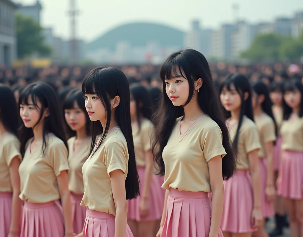 (((((Japanese Clone-girls=Myself))))), (((Super Best Perfect Clone-girls Raw Photography Art))), (((16K, Highest quality, Ultra-high resolution, Real Photography, RAW quality))), (((It's so unrealistic., An astonishing world view, With an unfathomable sight, In an out-of-this-world situation, In a world where Myself Clone-girls are multiplying in large numbers, Ultra-realistic, Delusion))), (((Japanese Girls, hashimoto-kanna, 17yo, Small face, Thick black hair, Semi-long hair, Dark Eyes, Mature face, Cute Smile, Smiling face, A gentle gaze, (((Very happy laughter)))))), (((Very beautiful detailed girls, Accurate body structure, Accurate body movements, Very detailed body, (((Big Breasts, J-Cup)))))), (((Summer Girls' School Uniform, Beige short-sleeved shirt, I can see the cleavage, Big Breasts強調, Pink mini skirt))), ((((((((Very detailed, Myself cloning, Depiction of splitting oneself, 1Myself girl-cloning-1,000,000,000,000,000,000,000,000,000,000Myself clone-girls)))))))), (((((((Very detailed, Myself clone-girls, To the exact, Flawless, The same person portrayal, (((MyselfとFlawless同じ女体, MyselfとFlawless同じ顔, MyselfとFlawless同じ髪形, MyselfとFlawless同じ服, MyselfとFlawless同じ背丈, MyselfとFlawless同じJ-Cup)))))))))), (((((Myself clone-girls only))))), (((((1,000,000,000,000,000,000,000,000,000,000Myself clone-girls))))), (((Very detailed, Extremely crowded, Body-to-body contact with no gaps))), (Bright and soft lighting), (((((Clear and accurate perspective depiction, super wide view, Ultra-wide field of view, Focus on the average value of the image))))), (((((Very detailed depiction, More than a few thousand Myselves, Physical contact, Pleasant conversation, Holding hands, Hug, walk))))), On a hill in the city