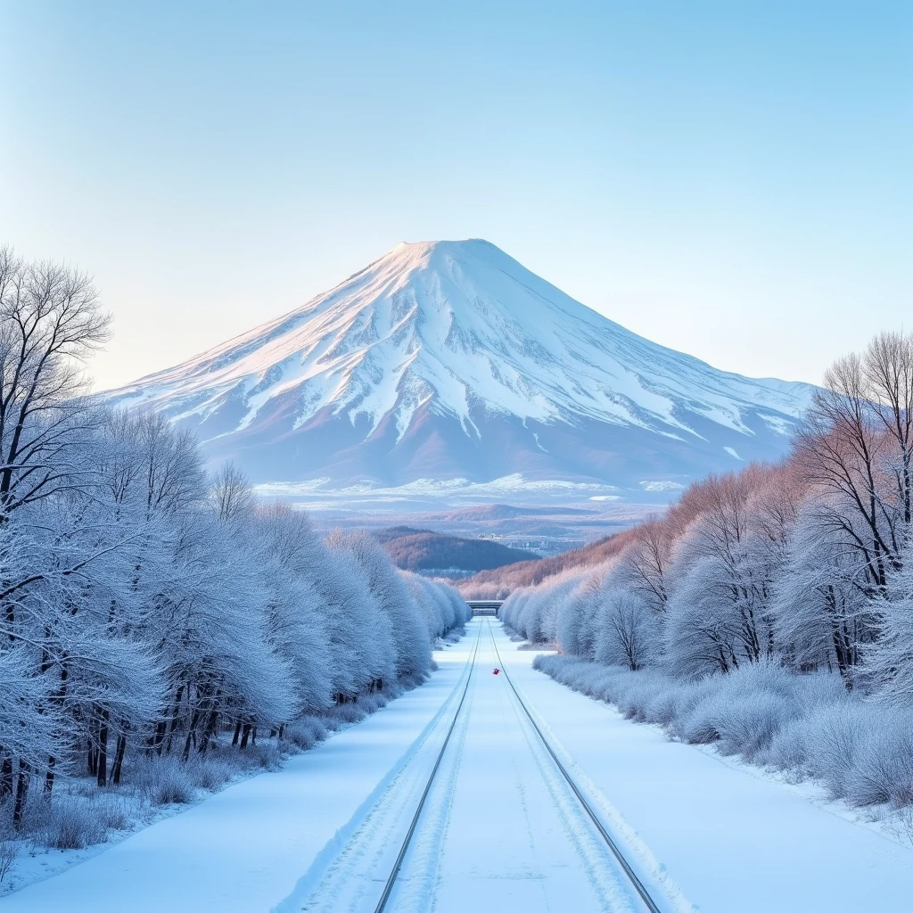 Mt. fuji, snowy winter, shinkansen,