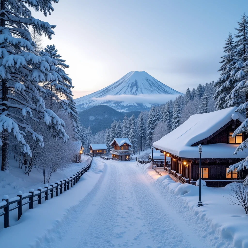 mt. Fuji, snowy winter, onsen, 