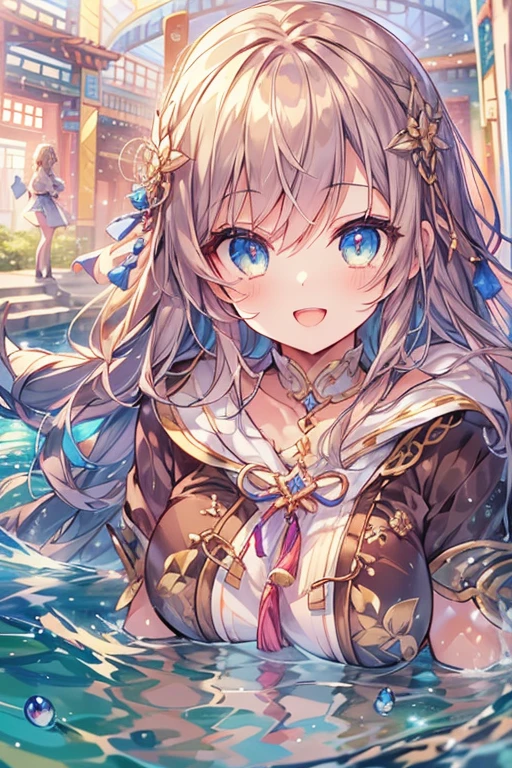 (Highest quality:1.5, Very detailed, Vibrant, Ultra-high resolution:1.2, High Contrast, masterpiece:1.2, Highest quality1.3), (((1 person, beautiful girl, Big Breasts))),Anime Drawings, (Big Breasts1.3, Beautiful breasts 1.4, slender:1.3), {small}, ((Big Breasts)), Straight long hair, ((Full-body shots)), Neat clothes, Wearing clothes that emphasize the breasts, mini skirt, Sparkling eyes, Detailed face, thin髪, Detailed skin, (Beautiful Eyes:1.5), smile, smug face, They get along well, Happy expression, Showing teeth, thin, Beautiful Skin, Break Blur background, Fantastic concept, Depicting water and light,Japanese anime, In the park, Beautiful light shines in,Open your hands, RAW Photos, anime style