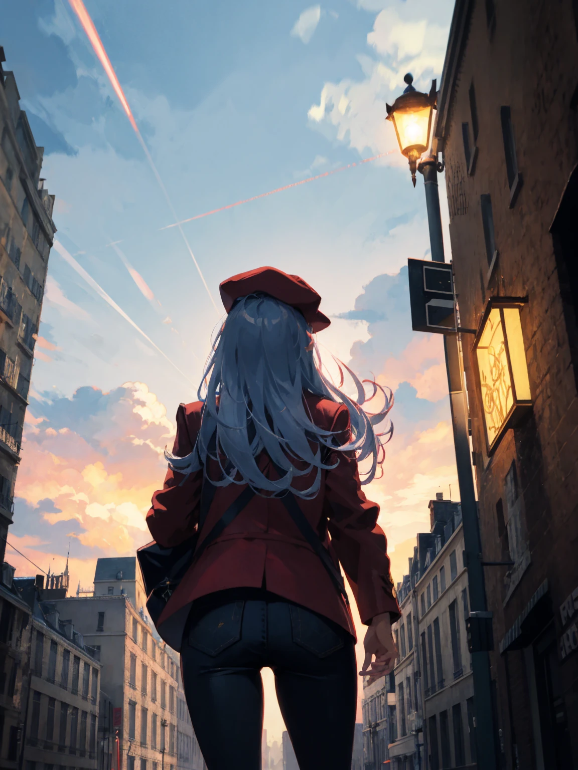 (realistic:0.2), anime illustration, 1girl,, red coat, big red hat, in paris france, sfw, black pants, black office shirt,, carmen sandiego,, blue sky,, long hair,, dramatic lightning, lights, epic lights, light on face, backlit, face light, lit face, fill lamp, fill light, ((masterpiece)), (carmen_sandiego_v1-1_shurik-2000:0.6)