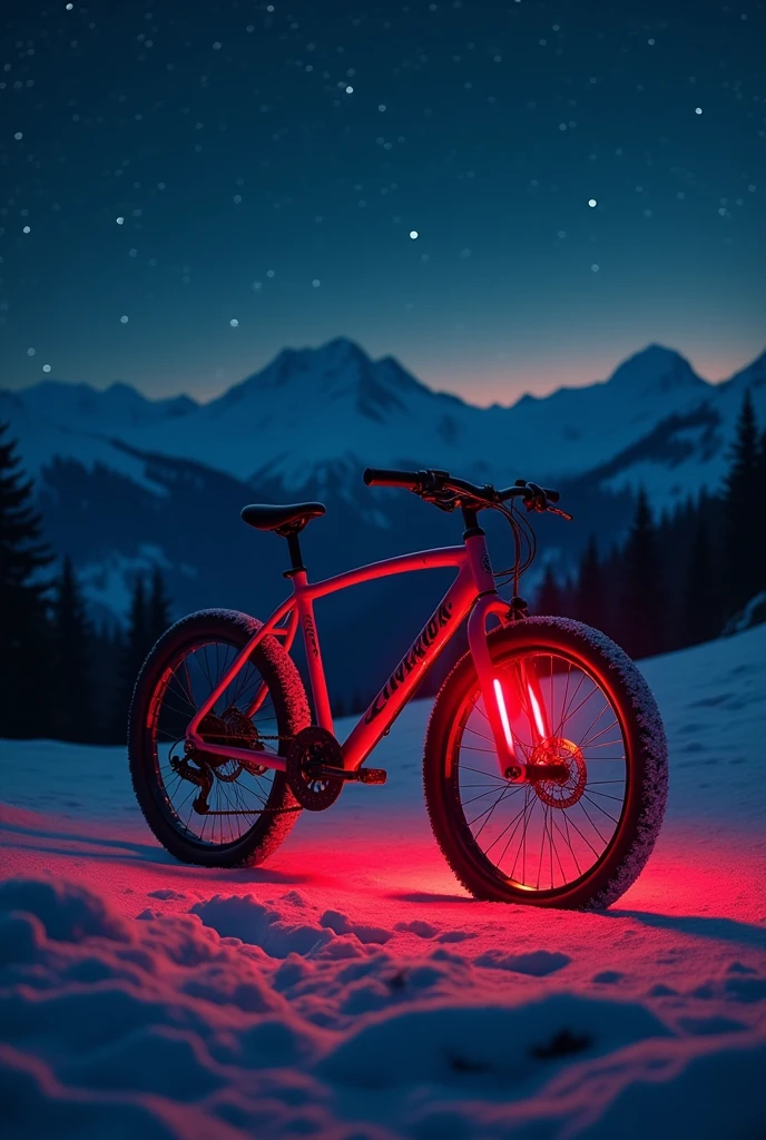 Bike with red light on Canada at night 