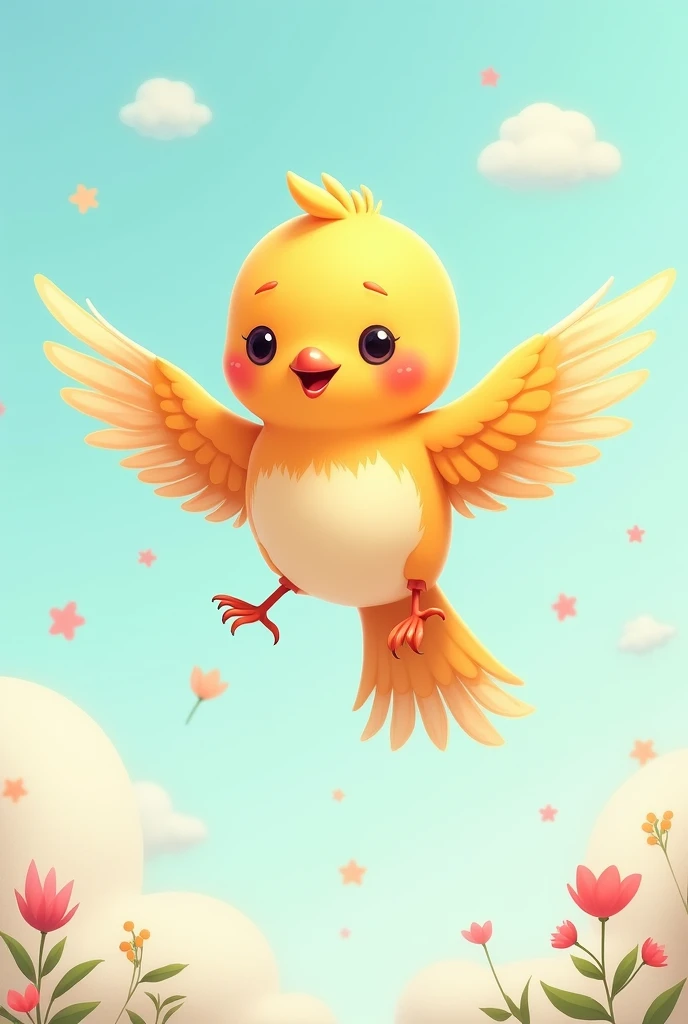 Cute cartoon flying bird