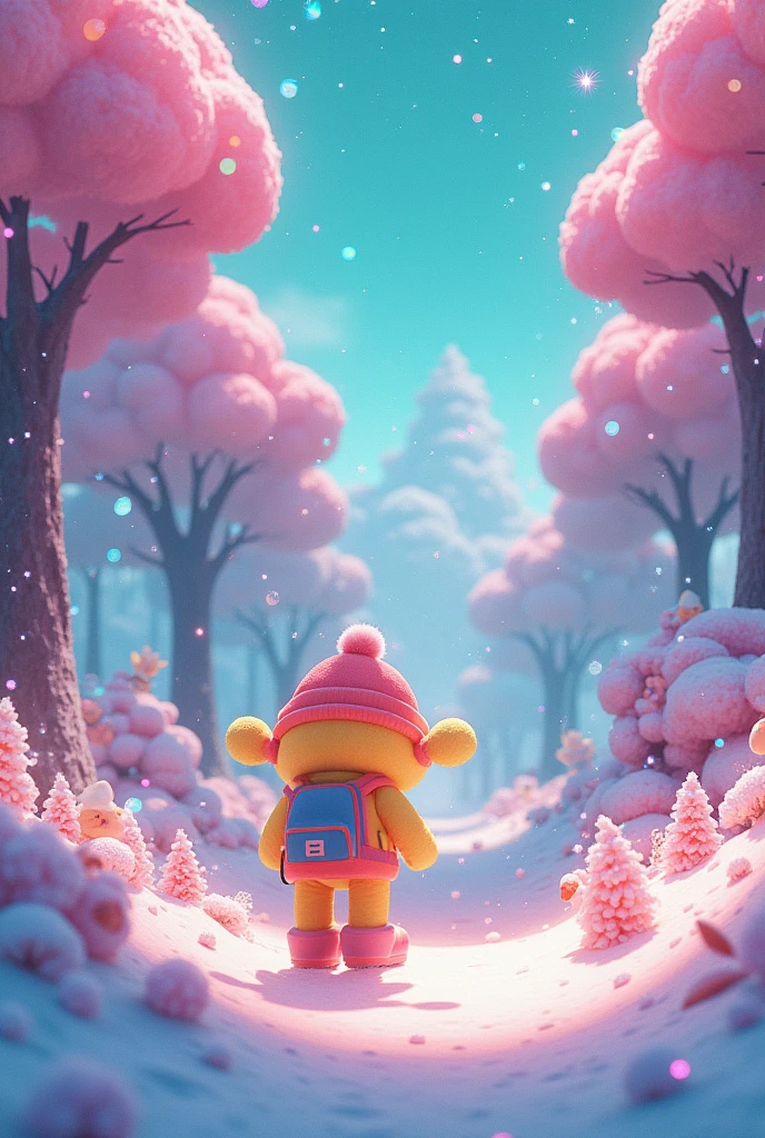 Wabi Shin-chan and his dog 、noob、(Fluorescent Color:1.4)、(translucent:1.4)、(Retro filter:1.4)、(fantasy:1.4)、Candy world Disney fantasy fluffy soft scenery forest snow avatar pink sky green blue glow dreamy lights soft soft glow rainbow stars diamond glitter gem background surreal ultra hd movie lighting huge details full hd full light、