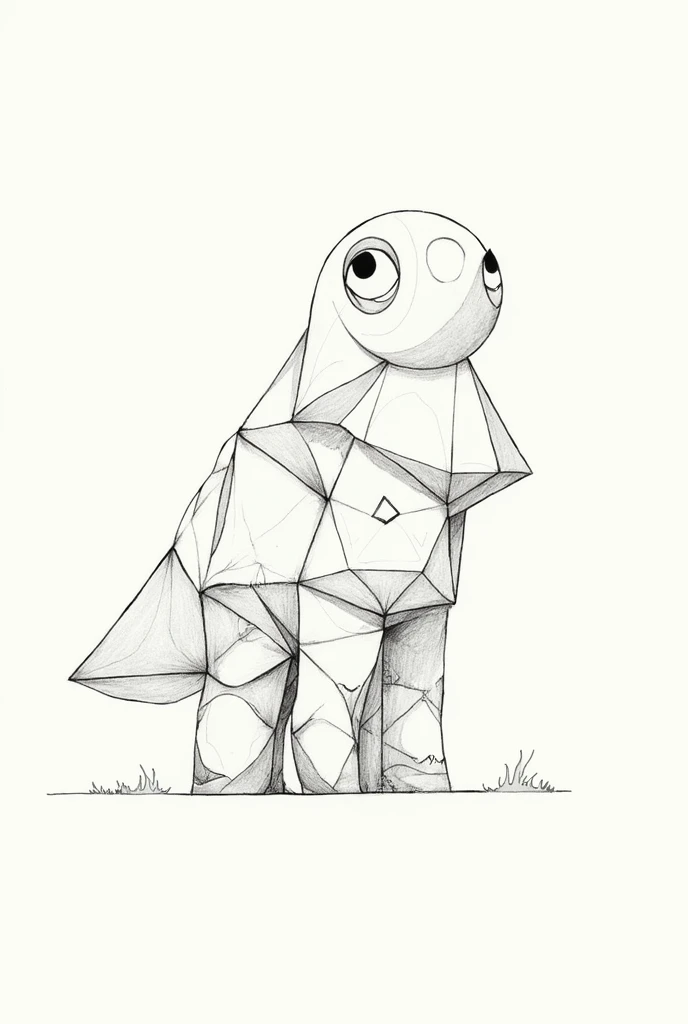 Drawing animal that combine from only trianlge and circle in drawing test