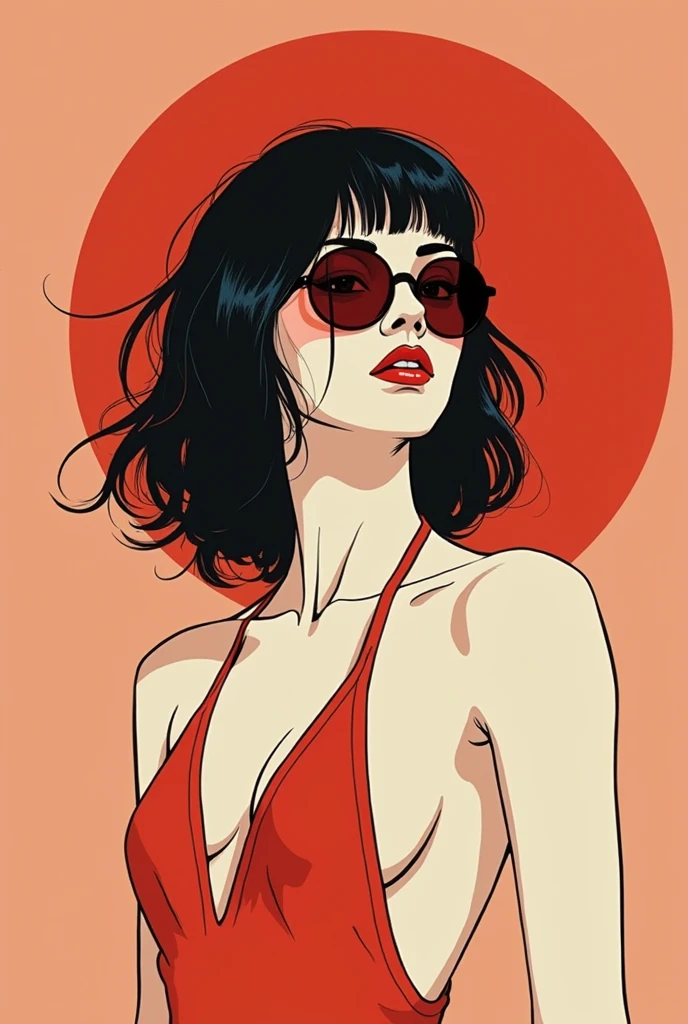 Style Beauty，author：conrad roset a cool girl，Lack of metal，Surreal minimalist shadows，Flat illustration, Luo Erchun，