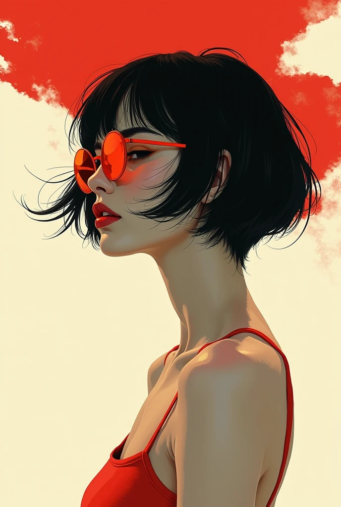 Style Beauty，author：conrad roset a cool girl，Lack of metal，Surreal minimalist shadows，Flat illustration, Luo Erchun，