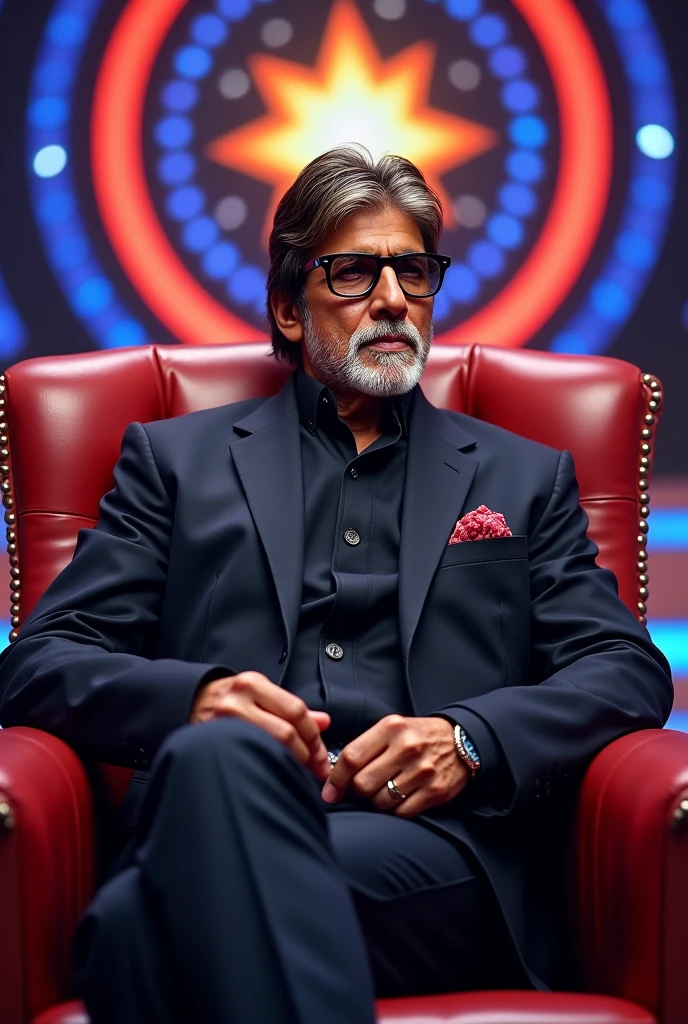 Amitabh Bachchan sitting on kbc hotseat