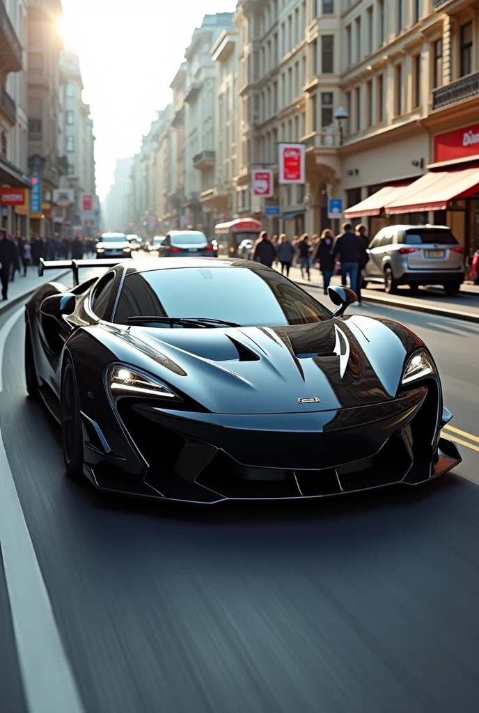 A black Scorpio n car running on street and each and everyone looking at the car