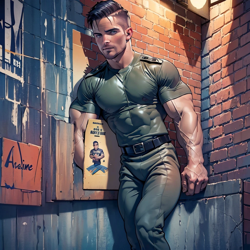 Little_Mac, solo, black hair, 1boy, black hair, male focus, standing, muscular, pectorals, muscular male, bara, boxing gloves, green gloves, (completely nude, naked, penis) <lora:Little_Mac-03:0.7>, green eyes