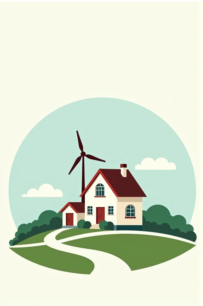 Logo with mini wind turbine on top of a house