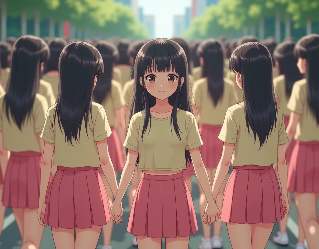 (((((Japanese Clone-girls=Myself))))), (((Super Best Perfect Clone-girls Raw Photography Art))), (((16K, Highest quality, Ultra-high resolution, Real Photography, RAW quality))), (((It&#39;s so unrealistic., An astonishing world view, With an unfathomable sight, In an out-of-this-world situation, In a world where Myself Clone-girls are multiplying in large numbers, Ultra-realistic, Delusion))), (((Japanese Girls, Saito-Asuka, 18yo, Small face, Thick black hair, Semi-long hair, Dark Eyes, Mature face, Cute Smile, Smiling face, A gentle gaze, (((Very happy laughter)))))), (((Very beautiful detailed girls, Accurate body structure, Accurate body movements, Very detailed body, (((Super big breasts, Large bulge of ample breasts)))))), (((Summer Girls' School Uniform, Light beige short-sleeved shirt, I can see the cleavage, Emphasise the fullness of your breasts, Pink mini skirt))), ((((((((Very detailed, Myself cloning, Depiction of splitting oneself, 1Myself girl→1,000,000,000,000,000,000,000,000,000,000Myself cloning girls)))))))), (((((((Very detailed, Myself clone-girlsの, To the exact, Flawless, The same portrayal of a person, (((MyselfとFlawless同じ女体で, MyselfとFlawless同じ顔で, MyselfとFlawless同じ髪形で, MyselfとFlawless同じ服で, MyselfとFlawless同じ背丈で, MyselfとFlawless同じSuper big breasts)))))))))), (((((Myself girls only))))), (((((1,000,000,000,000,000,000,000,000,000,000Myself girls))))), (((Very detailed, Extremely crowded, Body-to-body contact with no gaps))), (Bright and soft lighting), (((((Clear and accurate perspective depiction, super wide view, Ultra-wide field of view, Focus on the average value of the image))))), (((((Very detailed depiction, More than a few thousand Myselves, Physical contact, Pleasant conversation, Holding hands, Hug, walk))))), In a place where you can see a hill in the city