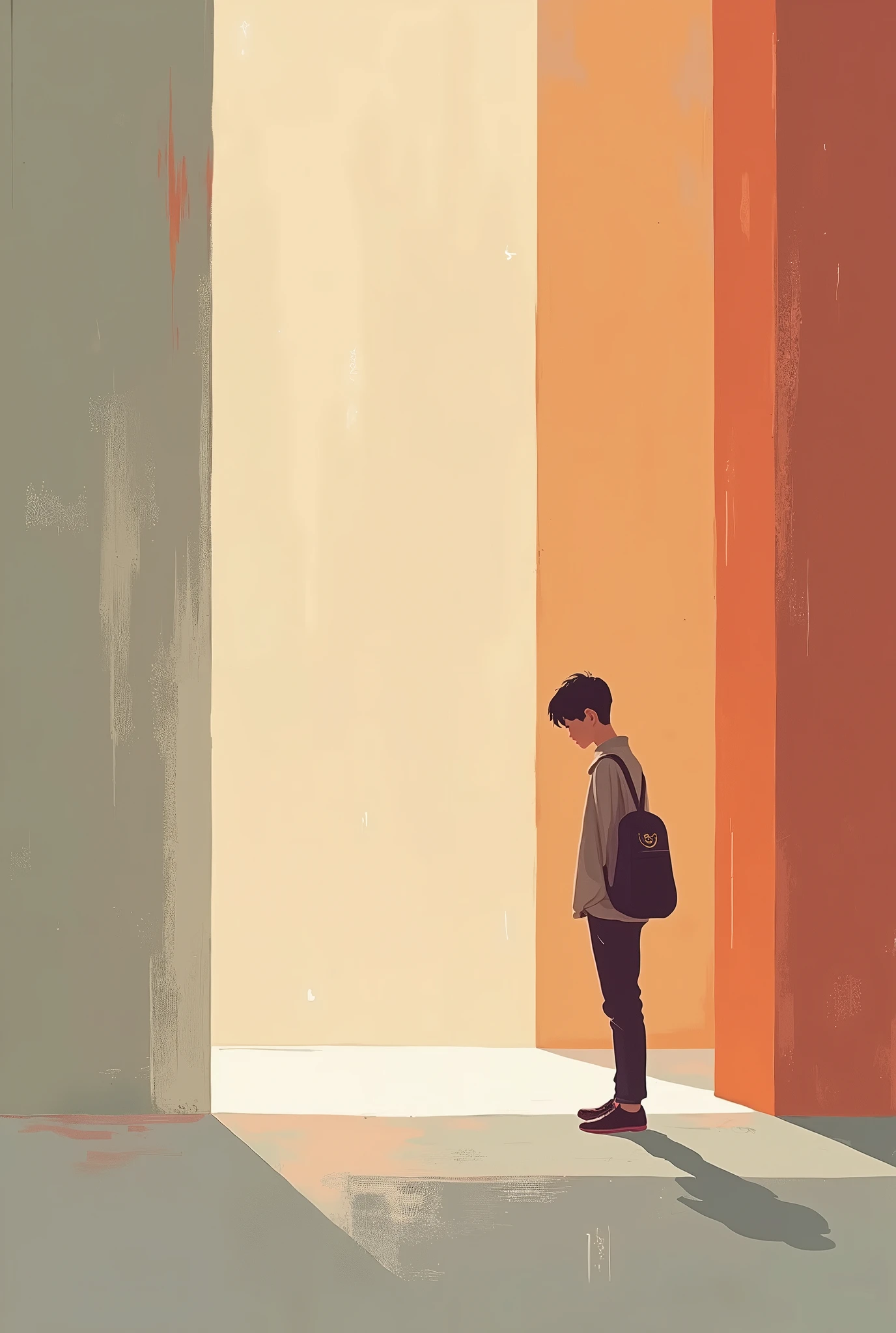 Surreal minimalist shadows,Flat illustration, Luo Erchun,