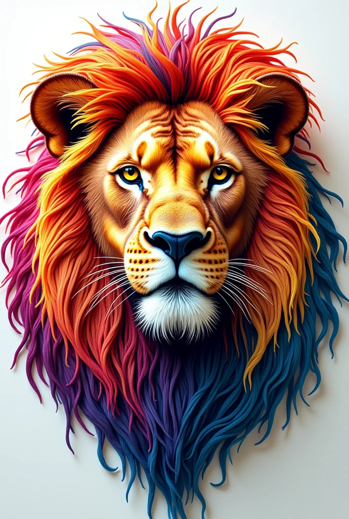 Generate lion face using colourful thread