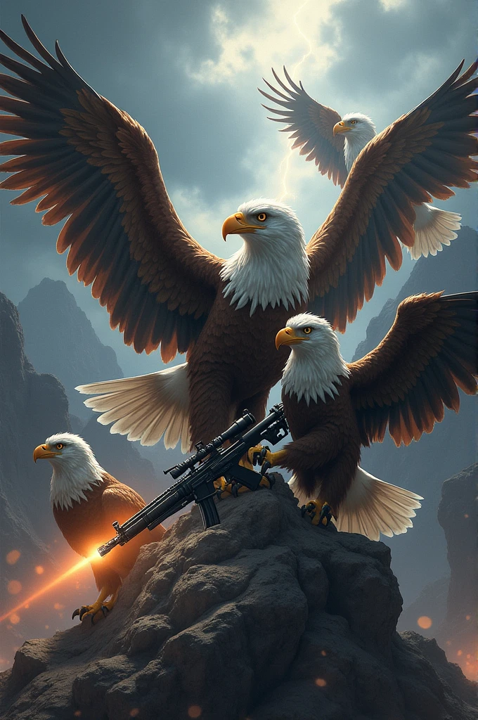 Four eagle with guns
