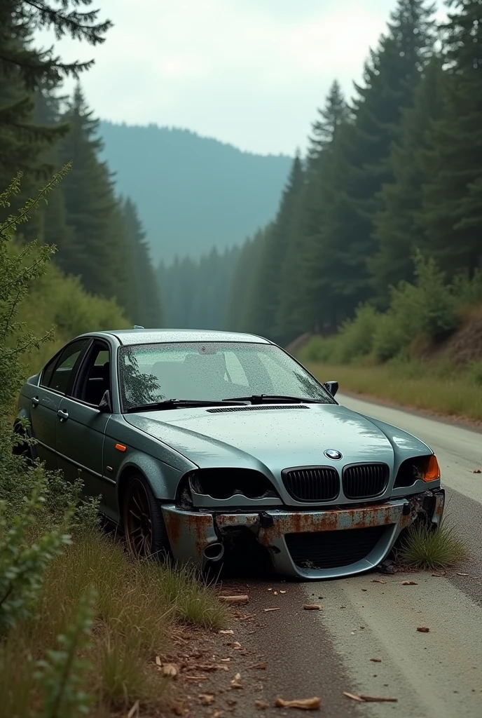 2004 bmw 325i crashed in backroads