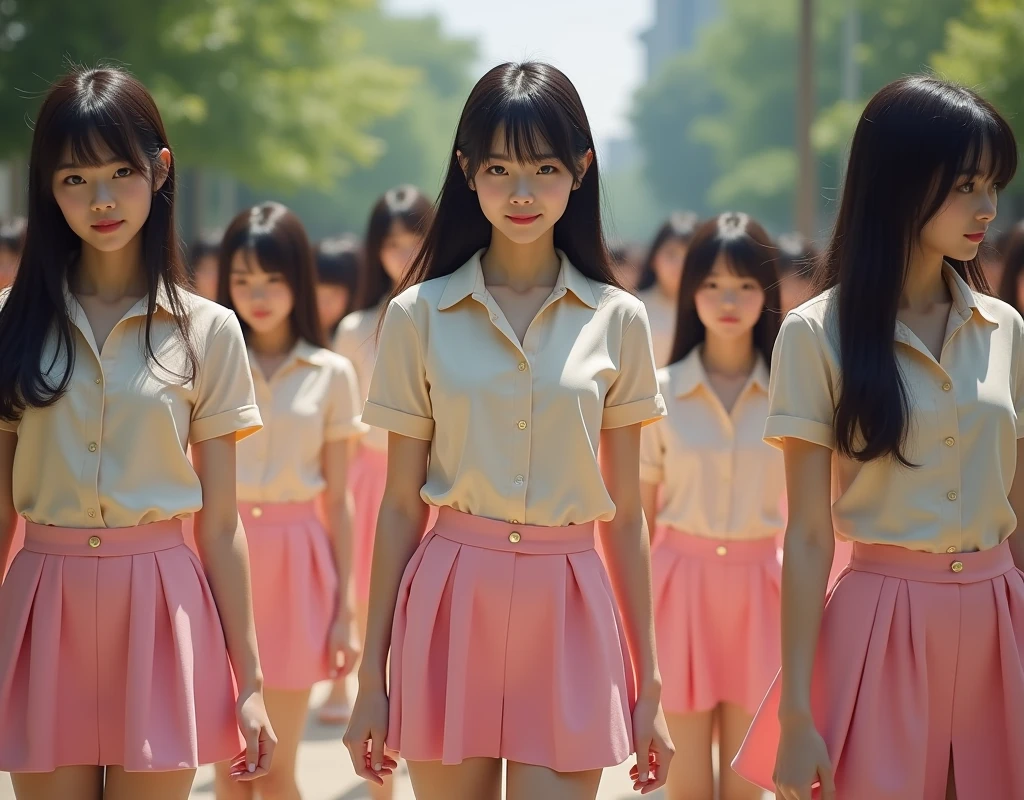 (((((Japanese Clone-girls=Myself))))), (((Super Best masterpiece Clone-girls Raw Photography Art))), (((16K, Highest quality, Ultra-high resolution, Real Photography, RAW Photos))), (((It's so unrealistic., With unparalleled depiction, With an unfathomable sight, An unprecedented and shocking worldview, Clone-girls: In a world of mass reproduction, Ultra-realistic))), (((Japanese Girls, Saito-Asuka, 18yo, Small face, Thick black hair, Semi-long hair, Dark Eyes, Mature face, Cute Smile, Smiling face, A gentle gaze, (((Very happy laughter)))))), (((Very beautiful detailed girls, Accurate body structure, Accurate body movements, Very detailed body, (((Super big breasts, Large bulge of ample breasts)))))), (((Summer Girls' School Uniform, Light beige short-sleeved shirt, I can see the cleavage, Emphasise the fullness of your breasts, Pink mini skirt))), ((((((((Very detailed, Myself cloning, Depiction of splitting oneself, 1Myself girl→1,000,000,000,000,000,000,000,000,000,000Myself cloning girls)))))))), (((((((Very detailed, Myself clone-girlsの, To the exact, Flawless, The same portrayal of a person, (((MyselfとFlawless同じ女体で, MyselfとFlawless同じ顔で, MyselfとFlawless同じ髪形で, MyselfとFlawless同じ服で, MyselfとFlawless同じ背丈で, MyselfとFlawless同じSuper big breasts)))))))))), (((((Myself girls only))))), (((((1,000,000,000,000,000,000,000,000,000,000Myself girls))))), (((Very detailed, Extremely crowded, Body-to-body contact with no gaps))), (Bright and soft lighting), (((((Clear and accurate perspective depiction, super wide view, Ultra-wide field of view, Focus on the average value of the image))))), (((((Very detailed depiction, More than a few thousand Myselves, Physical contact, Pleasant conversation, Holding hands, Hug, walk))))), In a place where you can see a hill in the city, Myself's alter ego is extended々And so it continues, filling the horizon