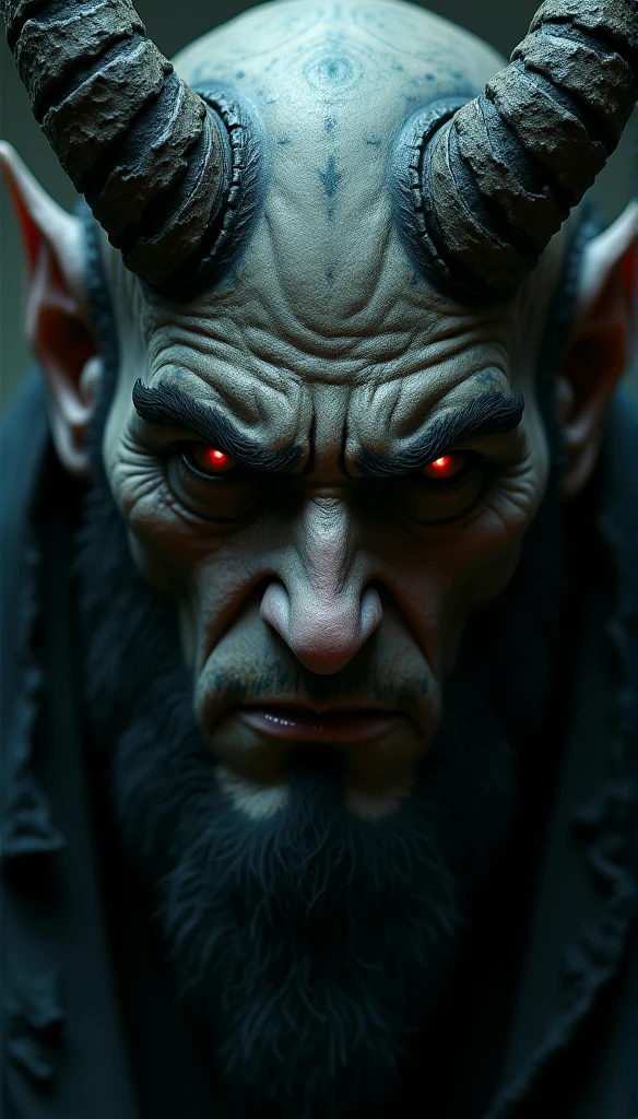 Satan looking forward close up